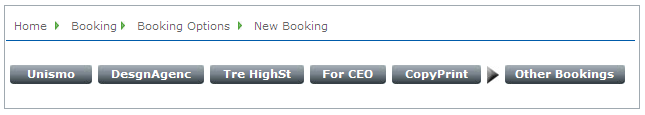 Sample Favourites carousel at the top of the Booking screen (clicking the arrowhead moves the carousel).